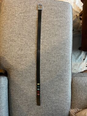 Hammer Made Reversible Black & Brown Leather Men's Belt with Multicolor Eyelets